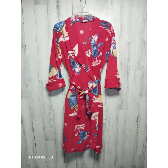 Vintage Winnie The Pooh Women's Red Fleece Robe OSFM - Picture 1 of 7